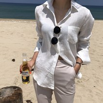 여성용 아니 루즈핏 라미 린넨 셔츠 블라우스
