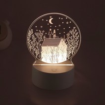 [8무드] LED 감성 무선 건전지 usb 무드등 인테리어 조명, 지붕위커플