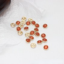 수입단추 보석 생크 단추 11mm 라운드 금속 광택 여성 스커트 코트 여러 색상 10 개, 07 Orange-red_01 11mm