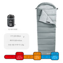 Naturehike 노르웨이 침낭 성인 남성 성인 야외 캠핑 텐트 가을과 겨울 두꺼운 방한 다운 코튼, 1 그레이 M180