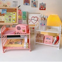 파스텔 미니 2단 선반 인테리어 소품 정리 다용도 수납 보관 책상 데스크 꾸미기, 퍼플