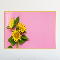 아트블루 돈 들어오는 6송이 해바라기 수채화 그림 풍수 인테리어 액자, 5번 3송이 해바라기_핑크배경
