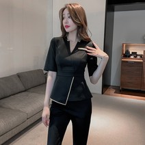 실습복 병원 단체 샵 물리치료사 미용사 유니폼 네일 성형외과 영양사 테라피스트 전문, L, 블랙 팬츠 세트(중팔)