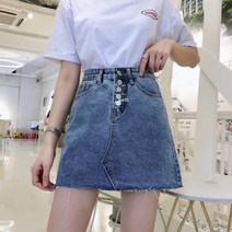 가바바 여성 청스커트 오밀조밀 단추 포인트 데일리 여름 미니스커트 G36756