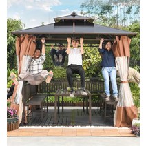 조립식원두막 쉼터 정자 조립식 파고라 원두막, 3.5x3.5 4m파빌리온+3시트패널+테이블