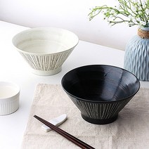 우동 국수 라면 면 덮밥 냉면 비빔밥 도자기 일본 그릇 면기 1P, 화이트