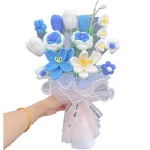 뜨개 꽃다발 diy 특이한 선물 여자친구 입학 졸업 크리스마스, 8.딥 레드 부케 소재 패키지