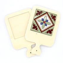 하트손잡이 도마 냄비받침 반제품 소형 타일포함 Q-01-001