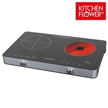 키친플라워 2구 로사 하이브리드 더블전기레인지 KFWC-3400 인덕션 하이라이트 겸용