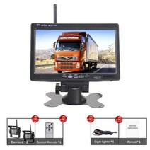 렉스턴스포츠튜닝 칸 부품 용품 무선 7 인치 자동차 모니터 화면 트럭 용 후면보기 카메라 b rv 트레일러 굴삭기 후면 이미지 12v-24v 디스플레이, 2 카메라