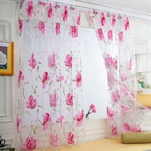 나비주름커튼 겨울 커튼 1Pcs 덩굴 잎 Tulle 문 창 커튼 경량 드레이프 패널 깎아 지른 스카프 밸런스 여러