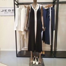 제시뉴욕 JB3-KA3090 F 배색 브이넥 니트 원피스