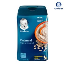 거버 싱글 그레인 시리얼 어린이 미음 227g, 6개입, 오트밀 (Oatmeal)
