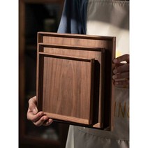 베이킹 트레이 원목 사각 쟁반 진열 베이커리 카페, 블랙 월넛 28x28x2.5cm
