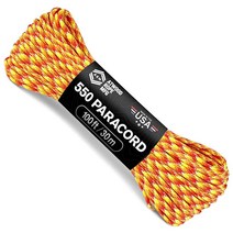 Atwood Rope MFG 550 파라코드 30.5m(100피트) 7가닥 코어 나일론 낙하산 코드 외부 생존 장비 미국산 | 랜야드 팔찌 핸들 랩 키체인 (감염), Solar Flare