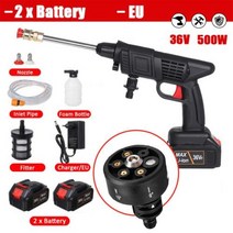고압 세차기 1500W 무선 자동차 세탁기 충전식 세차 건 마끼다 18V 배터리 사용 전기 물총 거품 기계, 2BatteryEU-Nozzl
