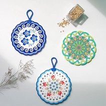 도자기 냄비받침 세라믹 컵받침 주방 인테리어용 음식점 주방필수품, 냄비받침 라운드도트20x20 E, 라운드도트20x20 E