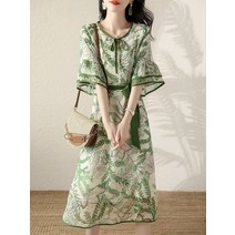 여성 30 40 초록 쉬폰 여성스러운 시원한 중년 원피스 빅사이즈 66 77