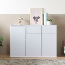 데코라인 편의점그거 분리수거수납장 수납플러스 3단, 화이트