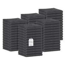 Avalon Towels 면 수건 (60개 팩) 벌크 30 5 x 5cm(12 12인치) 프리미엄 링 스펀 흡수성 부드러운 페이스 타월 체육관 호텔 및 스파 품질 재사용 가능한 핑, Pack of 60, 회색.