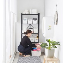 [무료배송+베란다강추] 파로마 이지원터치 이동식선반장 폴딩선반장 펜트리정리/선반/철제선반/접이식 철제 5단 철제 앵글선반장, 화이트