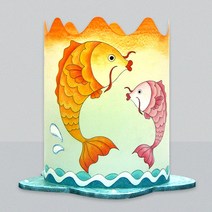 [필아트샵]전통 민화 잉어 조명등(전등갓)