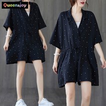 퀸앤조이 날씬마미 블랙도트 점프수트 숏팬츠***판매자 SSK무역***