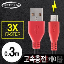NETmate USB 마이크로 5핀 고속충전 케이블(2.1A) 0.3m NMC-FMB03