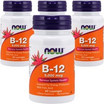나우푸드 비타민 B-12 5000mcg 로젠지, 60개입, 4개