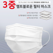 [국내 당일 발송] 일회용마스크 (3중 필터) 50장(1PACK), 1팩, 50매