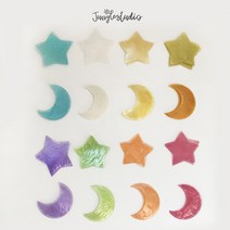 별모양 달모양 8컬러 10개묶음 자개 모빌 만들기 재료 DIY, 25.파스텔퍼플_달(10개)