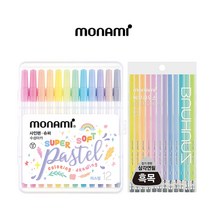 모나미연필 삼각연필12색, 파스텔삼각지우개연필12색(HB)+파스텔사인펜12색