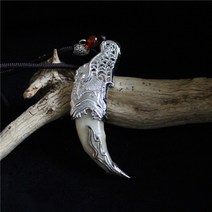 실버목걸이펜던트 수제가방 은늑대 진품 블랙 앞니 짱오 치아 은괴 벽사 남성 여성 거치 스트랩 1856387571