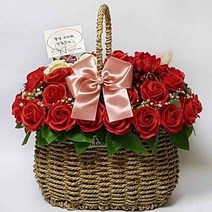 수앤로즈플라워 비누꽃바구니 40송이 부모님생신선물 결혼기념일선물 어버이날, 40송이-레드 장미
