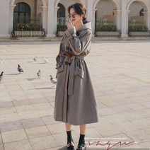 C.ONLIE SHOP여성 체크 후드 모직 코트 트렌치코트형 떡볶이 코트 트위드자켓 청자켓 크롭자켓