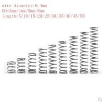 20 개/몫 0.4mm 스테인레스 스틸 마이크로 소형 압축 스프링 OD 3mm/4mm/5mm/6mm 길이 5mm ~ 50mm, 40mm, 12mm 10pcs, 40mm