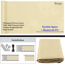 정원 전원 주택 울타리 펜스 가든 일 그늘 toldo 그레이 베이지 밀키 100% 폴리 에스터 방수 발코니, 02 Beige_11 0.9m x 5m