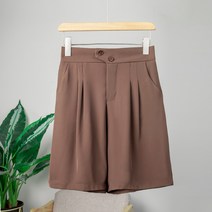 여름 얇은 블랙 55부 팬츠 슬랙스 캐주얼 하이웨이스트 날씬해 보이다 a자 와이드 스트레이트 중바지 양복 반바지 여성