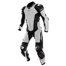 코미네 오토바이 가죽 레이싱 슈트 보호대 S-55 WHITE-BLACK, WHITE-BLACK-2XL