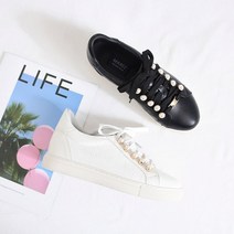 둥근코 진주 포인트 와니 악어가죽 패턴 여성 보세 스니커즈 패션 운동화 2.5cm
