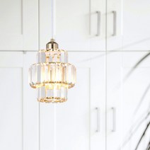 오로라 1등 이중 크리스탈 LED 펜던트 카페식탁조명, LED 4W ST64 에디슨 방망이전구 전구색(노란빛)