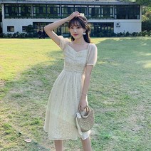 여름 꽃무늬 플라워 쉬폰 오프숄더 레이어드 반팔 원피스