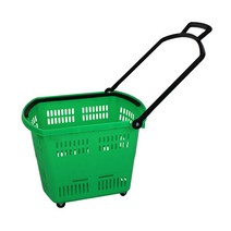 핸드카트 이동식 바퀴 접이식 손잡이 다용도 쇼핑바구니 대형, 그린, 1개