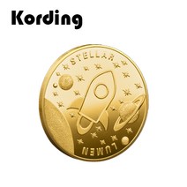 코딩 KD-91 가상화폐 기념주화 비트코인 이더리움 리플 도지코인 동전, 09. 스텔라, 골드