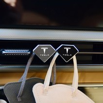 [간지] 테슬라 모델3 S X 엠블럼 로고 자동차 송풍구 마스크 걸이 후크 클립 튜닝 용품, A_원형-카본
