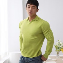 남자 머슬핏 오픈 카라 니트