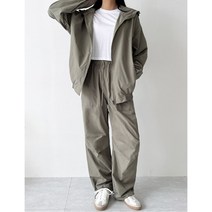 남녀공용 포시즌 후드 바람막이 스트링 와이드 팬츠 세트 GAA PJ707-P207
