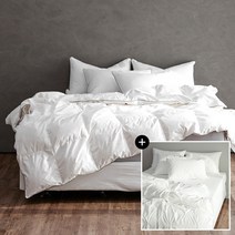 라뽐므 코튼 구스 이불 한겨울용+쥬이씨 침구 3종 세트, K(1.8kg)_화이트, 네이비