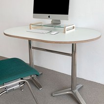 오그레 자작 HPL 화이트 호마이카 타원 테이블 800x1200