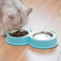 아미펫 왕눈이 더블 강아지 고양이 식기 스텐식기, 하늘, 1개